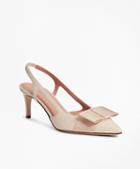 Brooks Brothers Grosgrain-trimmed Leather Slingback Kitten-heel Pumps