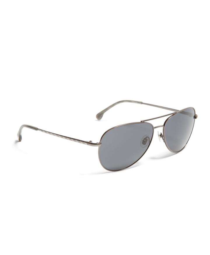 Brooks Brothers Men's Gunmetal Metal Aviator Bb#1 Stripe Arm Sunglasses