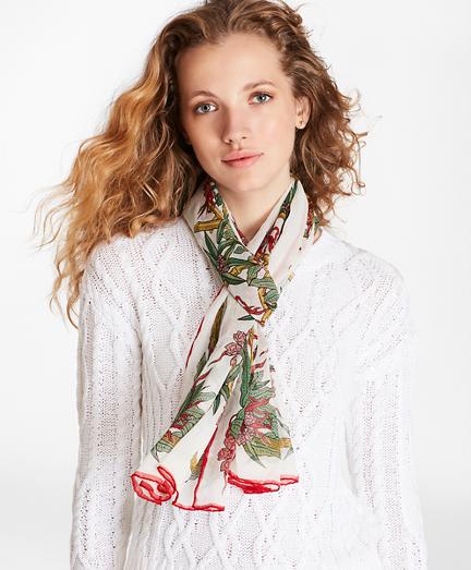 Brooks Brothers Bamboo-print Silk Chiffon Oblong Scarf