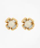 Brooks Brothers Women's Floral Glass Pearl Stud Earrings