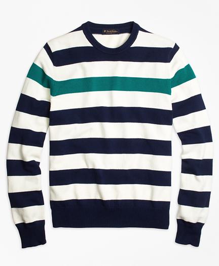 Brooks Brothers Contrast Chest Stripe Crewneck Sweater