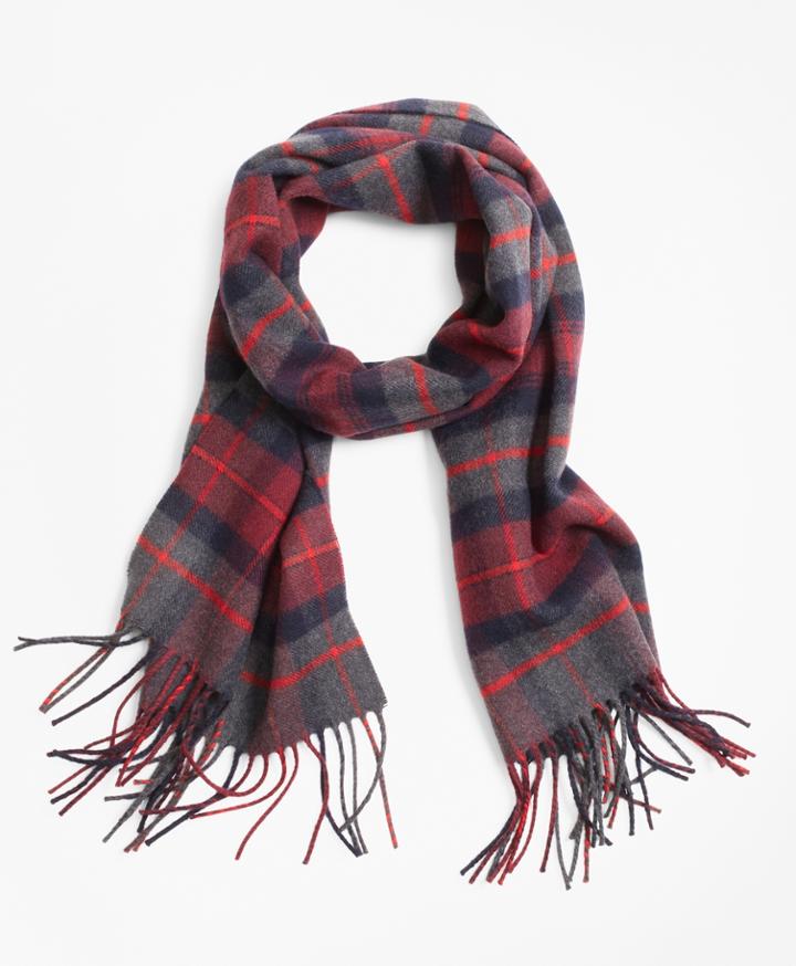 Brooks Brothers Men's Navy And Grey Tartan Scarf