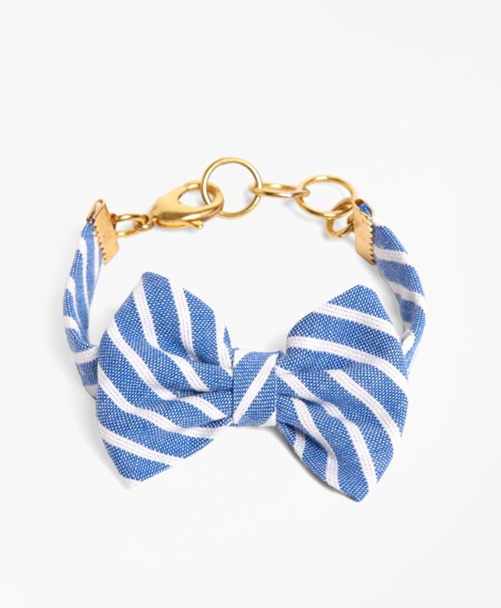 Brooks Brothers Women's Kiel James Patrick Light Blue Stripe Bow Bracelet