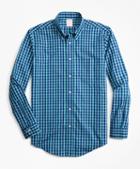 Brooks Brothers Non-iron Madison Fit Blue And Green Check Sport Shirt