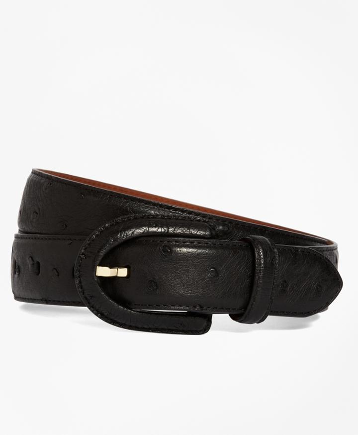 Brooks Brothers Women's Ostrich Covered Buckle Belt