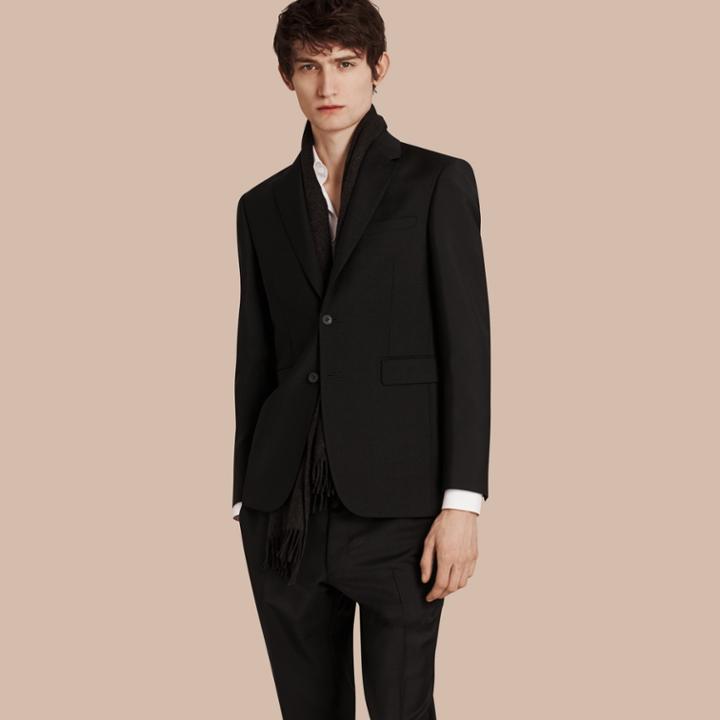 Burberry Burberry Modern Fit Wool Mohair Part-canvas Jacket, Size: 44r, Black