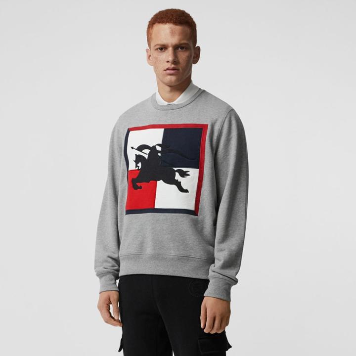 Burberry Burberry Chequer Ekd Cotton Sweatshirt, Size: L, Grey