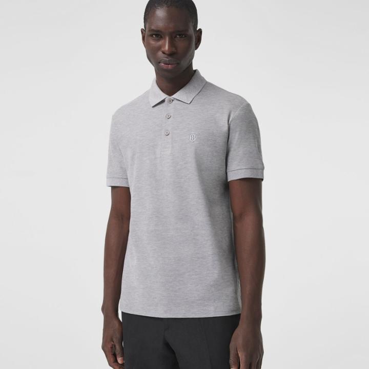 Burberry Burberry Monogram Motif Cotton Piqu Polo Shirt#, Grey