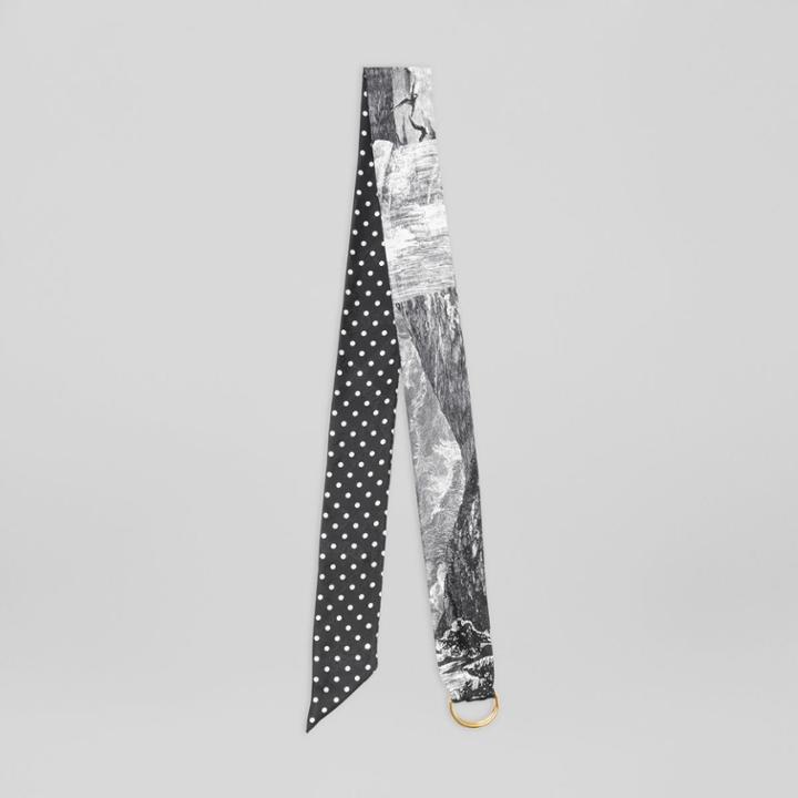 Burberry Burberry D-ring Detail Dreamscape Dot Silk Jacquard Skinny Scarf, Black