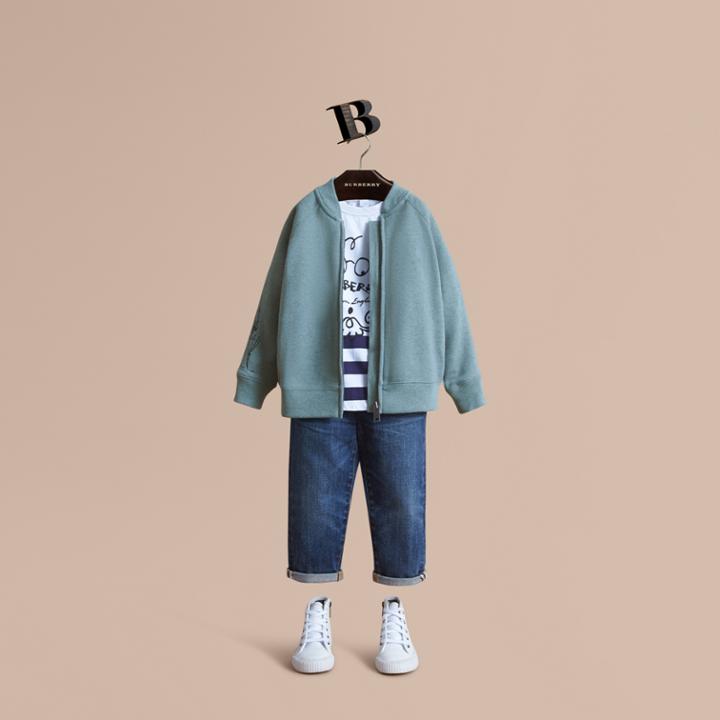 Burberry Burberry London Icons Print Cotton Zip-front Sweatshirt, Size: 6y, Blue