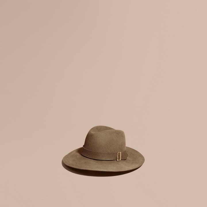 Burberry Burberry Rabbit Fur Felt Fedora Hat, Size: M/l, Beige