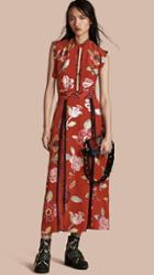 Burberry Floral Fil Coup Silk Dress
