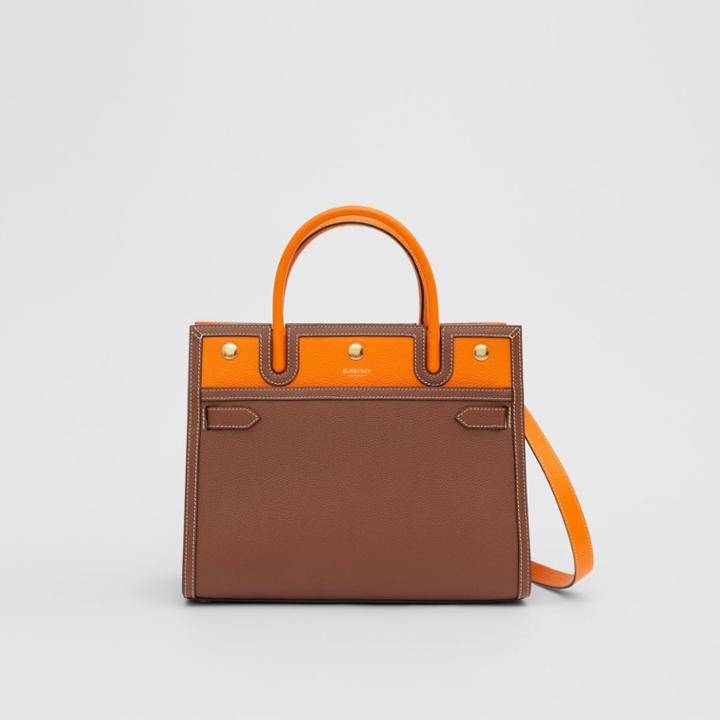 Burberry Burberry Small Leather Two-handle Title Bag, Brown