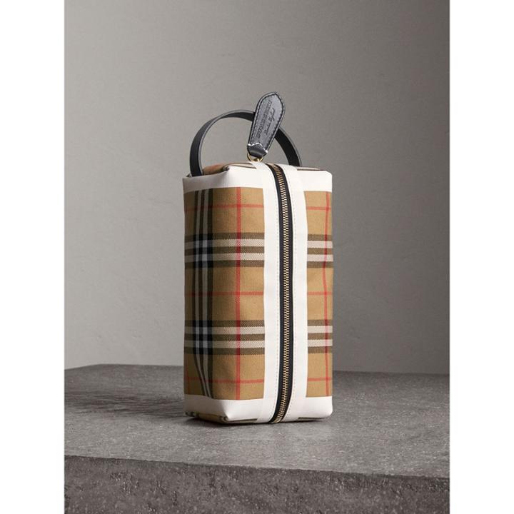 Burberry Burberry Vintage Check And Tartan Cotton Pouch, Yellow