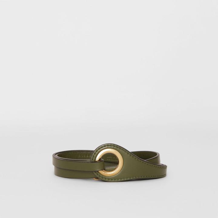 Burberry Burberry Grommet Detail Lambskin Belt, Size: S/m, Green