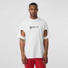 Burberry Burberry Cut-out Detail Logo Print Cotton T-shirt, White