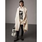 Burberry Burberry Cable Knit Wool Cashmere Cape, White