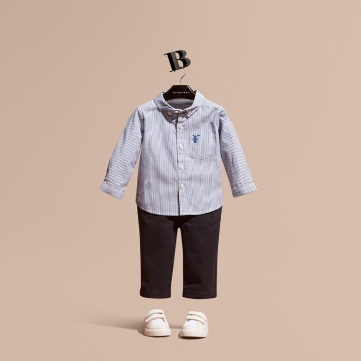 Burberry Burberry Button-down Collar Striped Stretch Cotton Shirt, Size: 18m, Blue