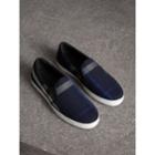 Burberry Burberry Overdyed House Check Cotton Slip-on Trainers, Size: 36.5, Blue