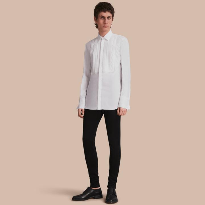Burberry Burberry Cotton Shirt With Pintuck And Macram Trim Bib, Size: 15, White