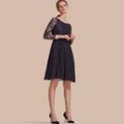 Burberry Burberry Check Lace Fit And Flare Dress, Size: 06, Blue