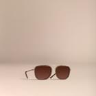 Burberry Burberry Square Frame Acetate And Leather Sunglasses, Brown
