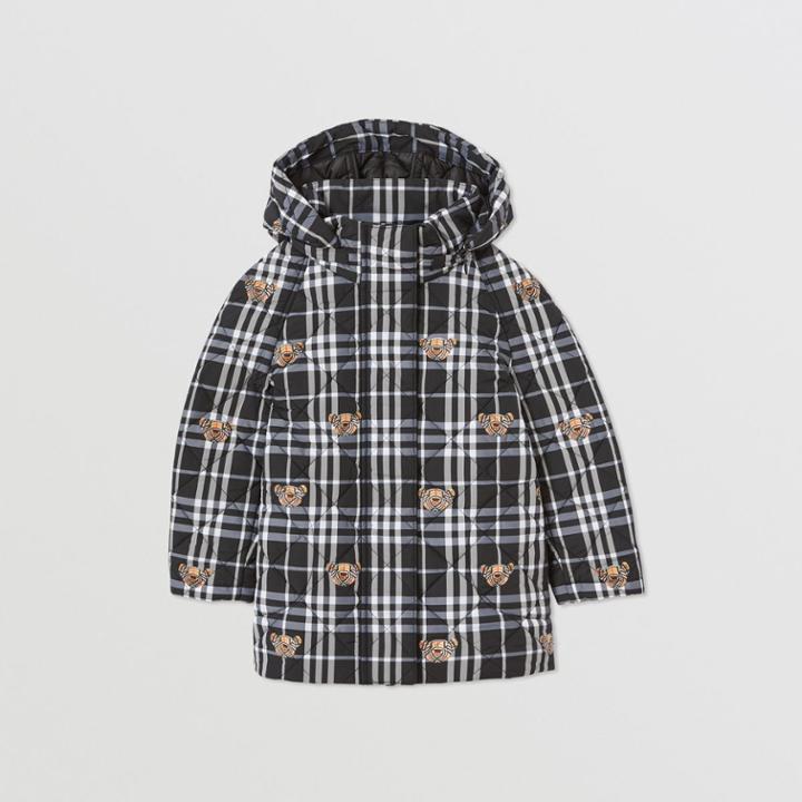 Burberry Burberry Childrens Detachable Hood Thomas Bear Print Check Coat, Size: 3y