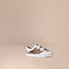 Burberry Burberry House Check And Leather Trainers, Size: 27, White