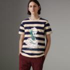 Burberry Burberry Bust Print Striped Cotton T-shirt, Size: L, White