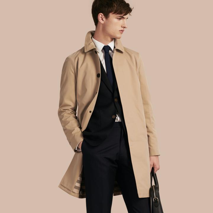 Burberry Burberry Long Cotton Gabardine Car Coat, Size: 38r, Yellow