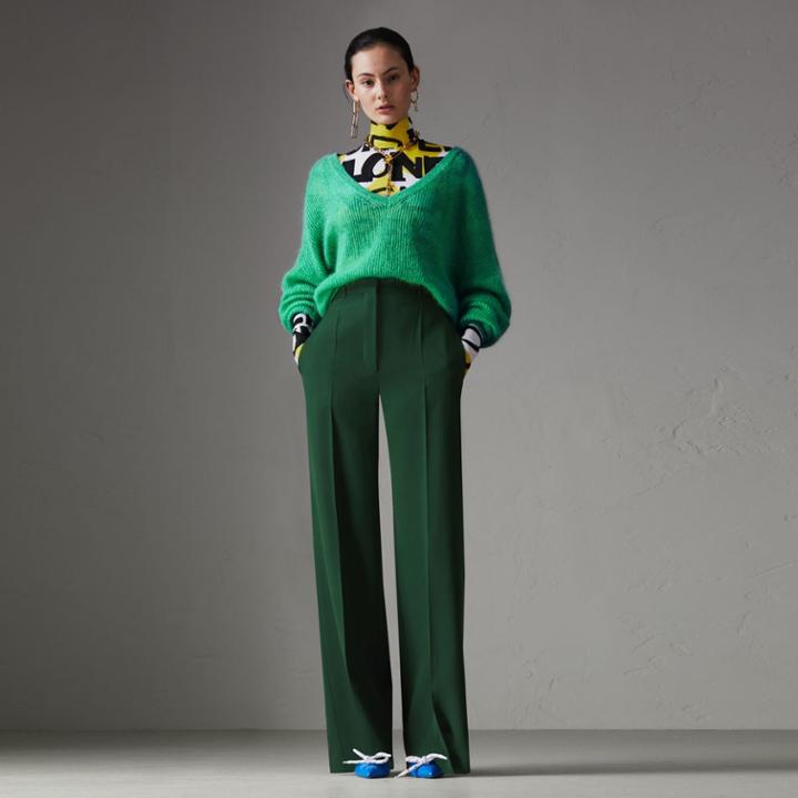Burberry Burberry Silk Wool High-waisted Trousers, Size: 00
