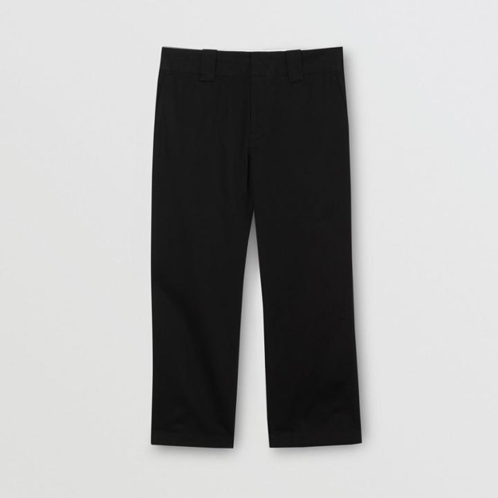 Burberry Burberry Childrens Stripe Detail Cotton Twill Trousers, Size: 10y, Black