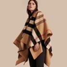 Burberry Burberry Check Wool Poncho, Brown