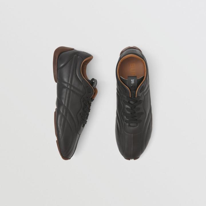 Burberry Burberry Topstitched Leather Sneakers, Size: 39