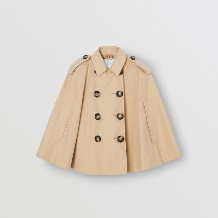 Burberry Burberry Childrens Cotton Gabardine Trench Cape, Yellow