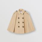 Burberry Burberry Childrens Cotton Gabardine Trench Cape, Yellow