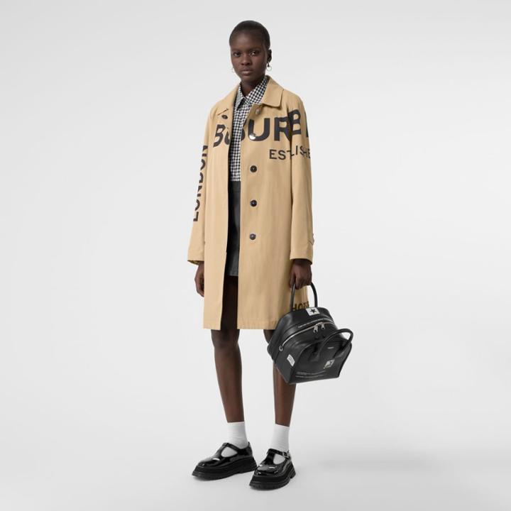 Burberry Burberry Horseferry Print Cotton Gabardine Car Coat, Size: 0, Yellow