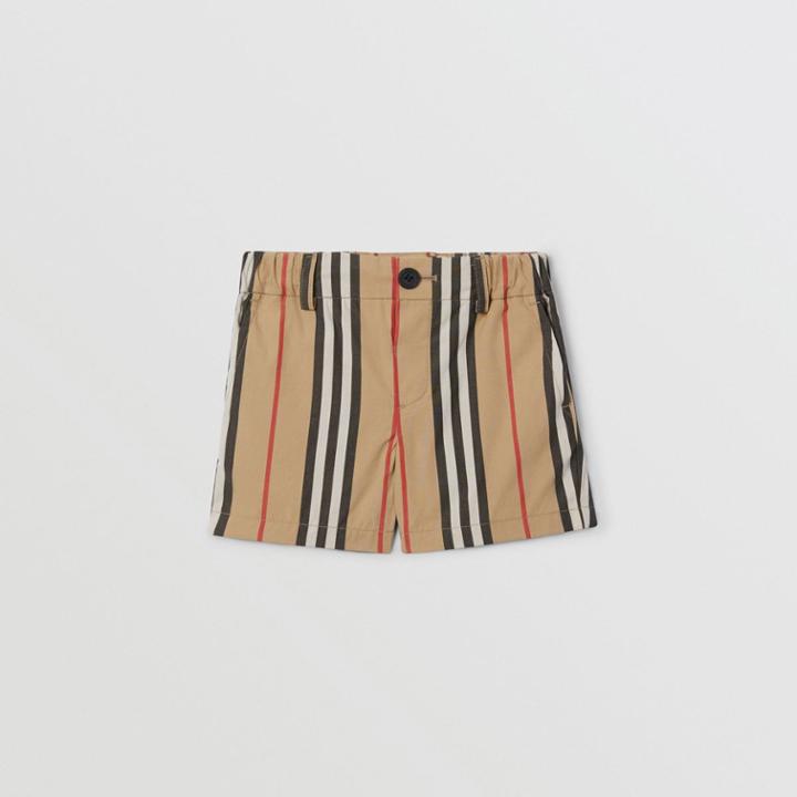 Burberry Burberry Childrens Icon Stripe Cotton Chino Shorts, Size: 12m, Beige