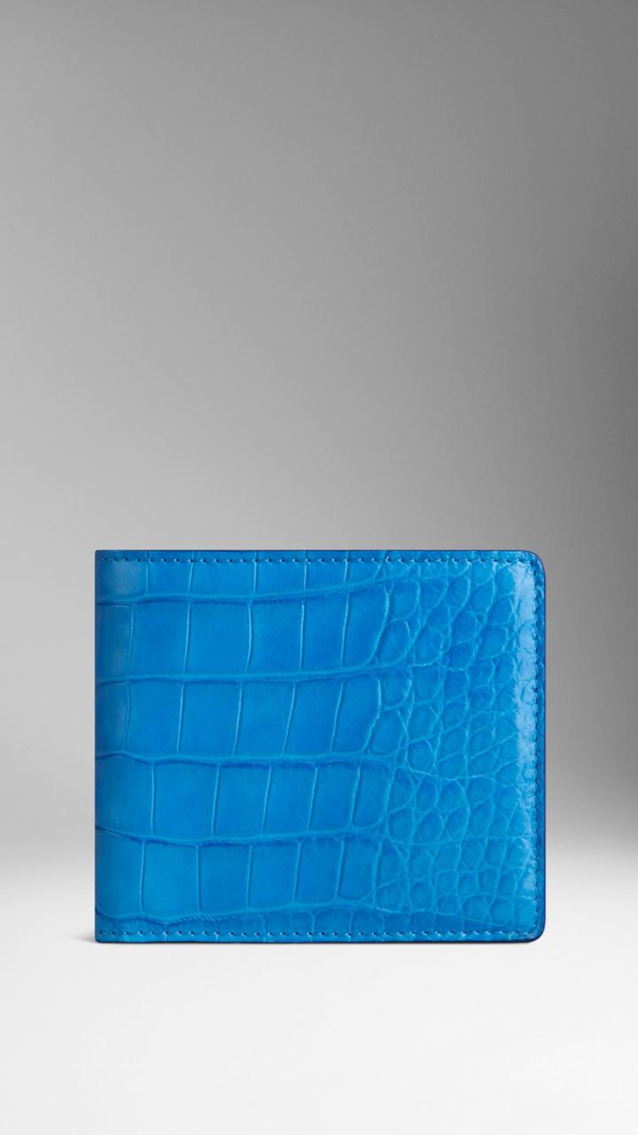 Burberry Burberry Alligator Folding Wallet, Blue