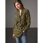 Burberry Burberry Pussy-bow Floral Silk Longline Blouse, Size: 04, Yellow
