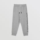 Burberry Burberry Childrens Logo Print Cotton Drawcord Trackpants, Size: 4y, Grey