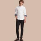 Burberry Burberry Button-down Collar Cotton Oxford Shirt With Check Detail, White