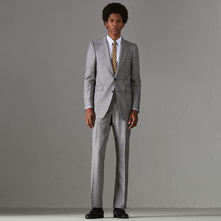 Burberry Burberry Slim Fit Prince Of Wales Check Wool Cashmere Suit, Size: 44r, Grey