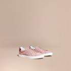 Burberry Burberry Perforated Check Leather Trainers, Size: 40, Pink