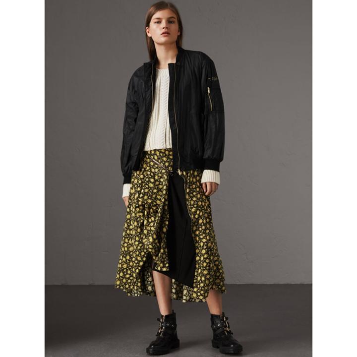 Burberry Burberry Lightweight Bomber Jacket, Size: 12, Black