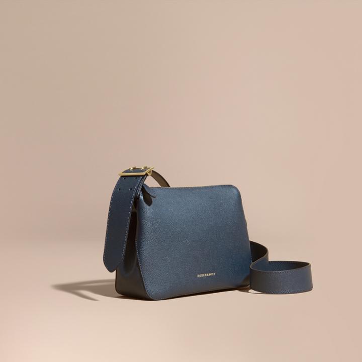 Burberry Burberry Buckle Detail Leather Crossbody Bag, Blue
