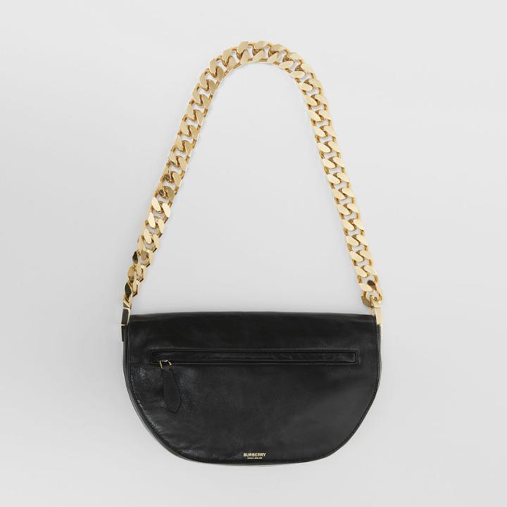 Burberry Burberry Medium Lambskin Olympia Bag, Black