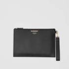 Burberry Burberry Horseferry Print Leather Zip Pouch, Black