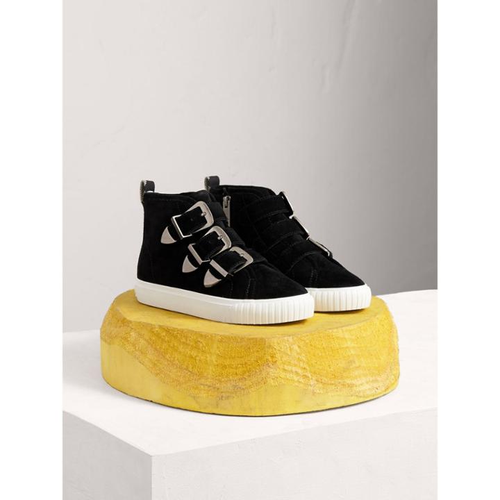 Burberry Burberry Buckle Detail Suede High-top Trainers, Size: 29