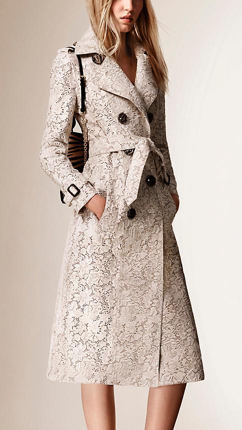 Burberry Prorsum Lace-effect Calfskin Trench Coat
